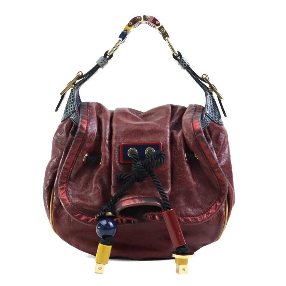 Louis Vuitton Monogram Kalahari Leather Top Handle Bag Bordeaux Purple Gold